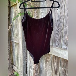 Zara Black Velvet Bodysuit Scoop Neck